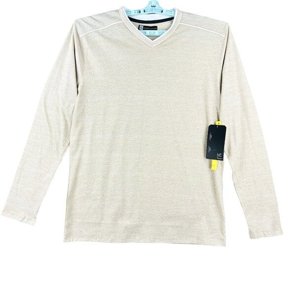Modern Culture Men's Pullover Long Sleeve Beige T-shirt Size XL V-Neck NWT - Picture 1 of 10